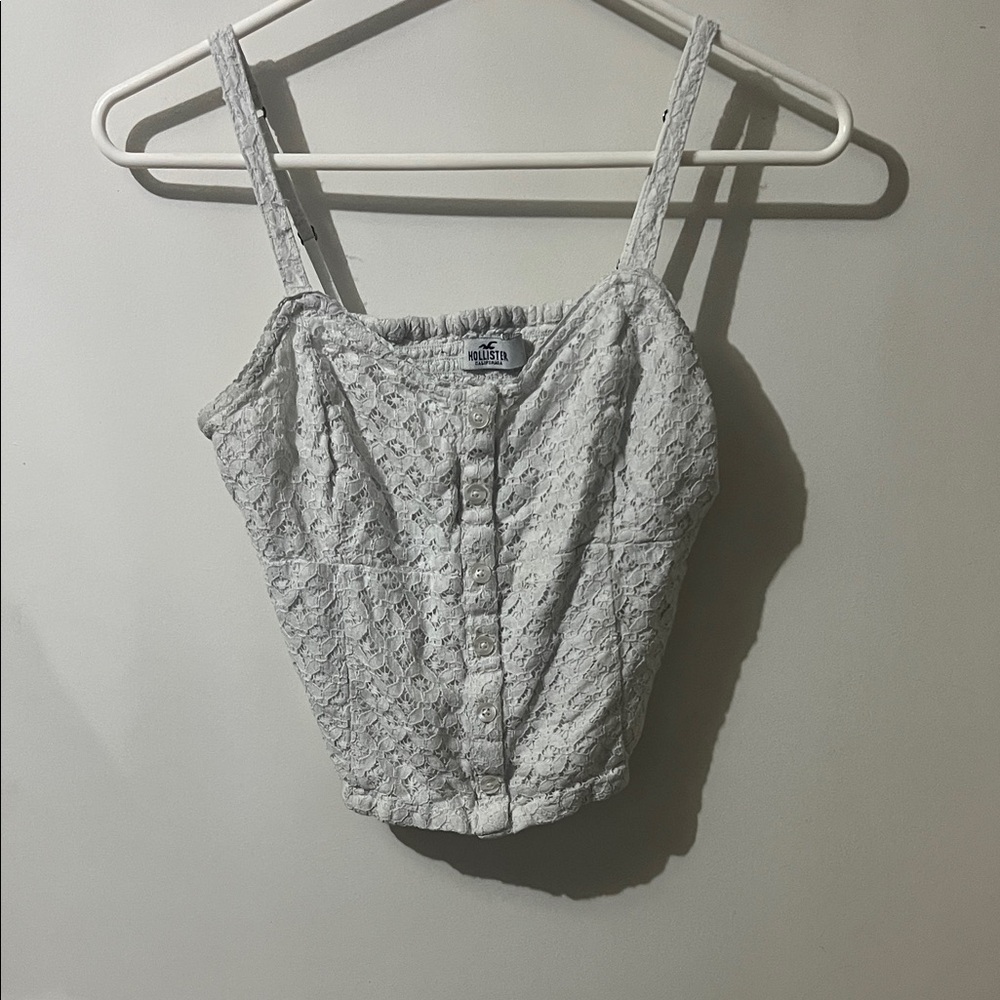 Hollister white pattern crop top